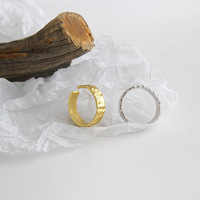 Bague martelée irrégulière réglable au design minimaliste bague ouverte en argent sterling s925 plaqué or