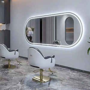 With Led Lights Single Sided Hair Cutting <b>Mirror</b> Barber Store <b>Mirror</b> <b>Table</b> Hair Salon Special Simple Hair Salon <b>Mirror</b> - Product Image 2