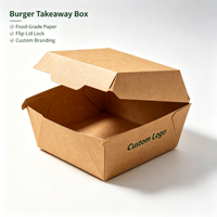 Boîte à emporter pour hamburgers en papier kraft personnalisé, acceptation des commandes d'échantillons, boîte en carton recyclable pour emballage de restauration rapide