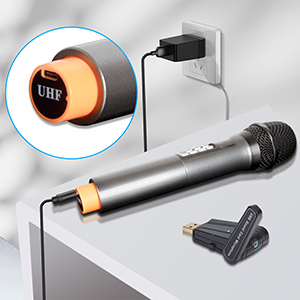 Sistema de Micrófono Inalámbrico UHF Portátil con Interfaz de Tarjeta de Sonido USB, Micrófono para Computadora de Escritorio, Incluye Auriculares - Product Image 3