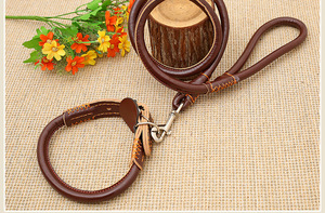 Collier de luxe en cuir pour chien végétalien, réglable, tressé, rouge, noir - Product Image 5