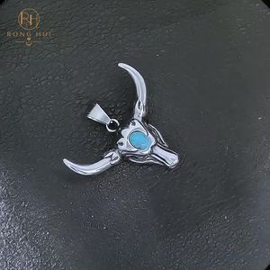 RH Punk individualidad fábrica venta al por mayor Gran oferta 18K oro Acero inoxidable <span class=keywords><strong>Tauren</strong></span> colgante collar joyería de moda para regalo - Product Image 5