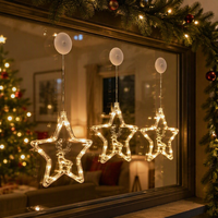Guirlande lumineuse LED de Noël en forme d'étoile à cinq branches, lumières à ventouse pour sapin de Noël, décoration de festival, lumières d'ambiance