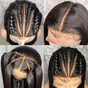 8inch Full Lace <strong>Braid</strong> <strong>Wigs</strong> Natural Raw Virgin Human Hair Lace Front,Transparent Hd 360 Full Lace Braided <strong>Wigs</strong> for Black Women - Product Image 5