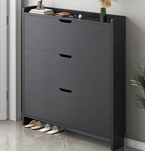 Zapatero con panel de madera, organizador de diseño moderno, almacenamiento de zapatos, gabinete de zapatos de pie para entrada - Product Image 1