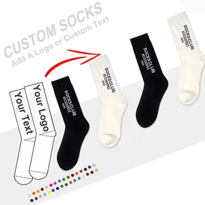 Benutzer definierte Strickstrümpfe Jacquard Letters Text Jungen Tube Schuluniform Weiß Reguläre Mode Fabrik preis Elastische Socken