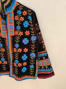 Handmade <b>Velvet</b> Suzani Bomber <b>Jacket</b> Hand Embroidery Floral Folk Art Design Reversible Eco-Friendly Breathable Winter <b>Women's</b> - Product Image 4