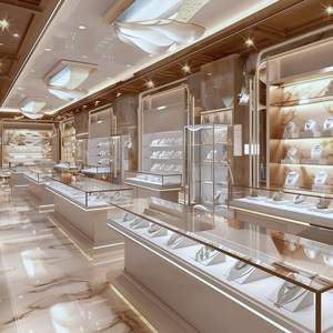 Vitrine d'exposition personnalisée en verre avec éclairage LED pour bijoux en <span class=keywords><strong>or</strong></span>, jade et argent, pour comptoirs d'îlot, utilisation en centre commercial, rayonnages de magasin, vitrines de musée - Product Image 5