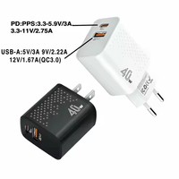 Cargador de Pared de 40W con Carga Rápida, 2 Puertos QC4.0 PD USB C, Adaptador de Corriente para Teléfono Móvil con Caja