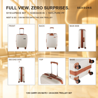 Ensemble de bagages extensibles 4 pièces en PP pur, 13, 20, 24, 28 pouces, valise rigide légère à roulettes, serrure TSA, 8 roues, style simple et classique