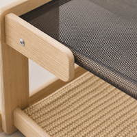 Lit suspendu pour chat YAOYUE, double couche, cadre en bois avec maille noire et tissage en sisal, hauteur réglable, fixation murale sans perçage, perchoir pour animaux de compagnie