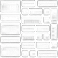 Ensemble de 25 organiseurs de tiroirs en plastique transparent Vtopmart - Durables et faciles à nettoyer, 4 tailles pour la salle de bain, la chambre, la cuisine, le bureau