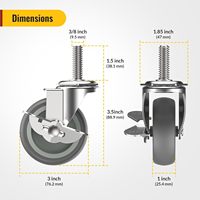 Draadstangwielen 3 inch vergrendelbare set (4 stuks) Zware zwenkwielen Kolomsteunbeugels Verchroomd Moderne keuken