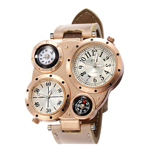WJ-5281 Multifunction Water Resistant Double Movement With Compass Personality Newest Men Watch
