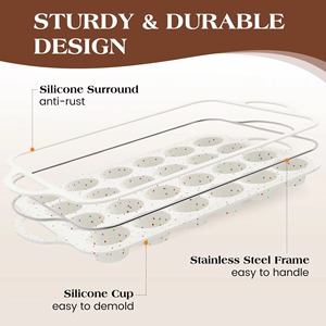 Molde de silicona antiadherente para pasteles huecos de 12/24 cavidades con marco metálico reforzado y asa, moldes de silicona para decoración. - Product Image 3