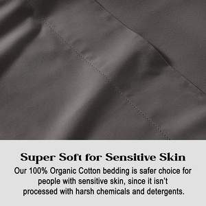 مجموعة ملاءات من 4 قطع ، ملاءات سرير لعد الخيوط من القطن العضوي مقاس كوين ، ملاءات مفروشات من القطن الناعم المنسوج للسرير - Product Image 4