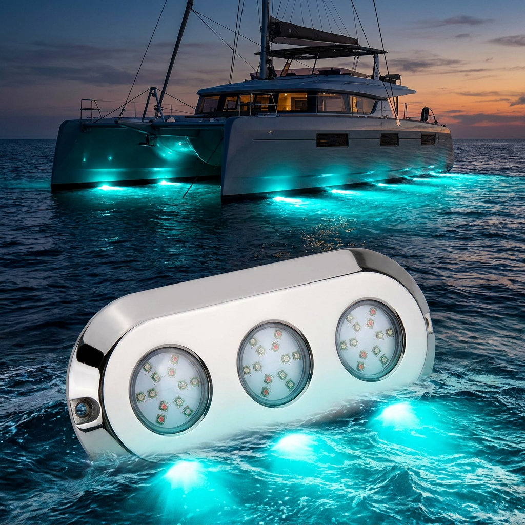 High Lumens 9000lm 316L Stainless Steel Surface Mount LED Boat Light Underwater LED Light for Pontoon Boat Docking Pool