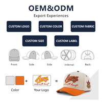 Casquettes de baseball de haute qualité à visière incurvée en coton avec logo brodé 3D personnalisé en deux tons pour hommes
