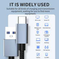 Câble de données USB C à charge rapide 60W avec transmission haute vitesse 5 Gbps pour téléphone portable, tablette, batterie externe avec coque tressée en nylon