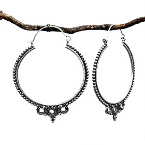 Very Light Weight Hoop Earring Silver Hoop Earring Boho Statement Jewelry Wholesale - Product Image 1