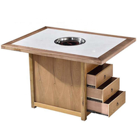 Table de barbecue coréenne en bois commerciale de meubles de buffet de restaurant chinois Table de Hotpot pour des fournitures de restaurant d'hôtel