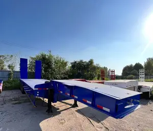 3 Axles Special Transportation Truck Trailer Low Bed Semitrailer Lowbed Lowboy Trailer Gooseneck Excavator Drop Deck Trailer