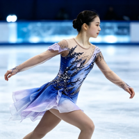 Robe de patinage artistique de luxe bleu-violet dégradé avec strass, dos en V profond, jupe de danse sur glace pour filles et femmes, tenue de compétition