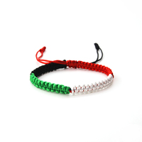 Bracelet tressé artisanal en pierres naturelles avec drapeau palestinien, ajustable, pour femme – Bijou de soutien à la Palestine, symbole d'amour et de paix