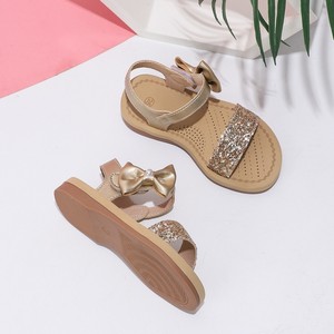 Sandalias de Verano para Niñas, Sandalias Planas Cómodas con Lazo Dorado para Niñas Grandes - Product Image 3