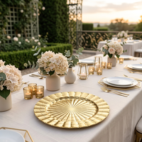 Assiettes rondes en plastique dorées de 13 pouces, écologiques, pour assiettes de dîner, mariage, fête