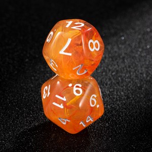 Ensemble de 7 dés polyédriques D4-D100 DnD RPG Dungeons en orange avec logo personnalisé pour les jeux de cartes et de société - Product Image 6