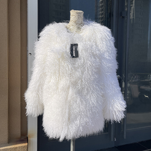 Manteaux en fourrure de mouton d'hiver 2025 pour femmes, <span class=keywords><strong>manteau</strong></span> en fourrure de Mongolie <span class=keywords><strong>blanc</strong></span> et moelleux, véritable <span class=keywords><strong>manteau</strong></span> pour femmes avec fourrure de mouton bouclée - Product Image 1