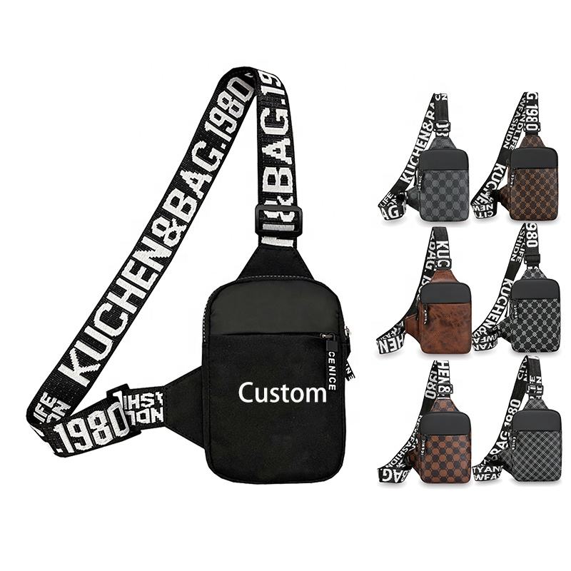 Mini Black Oxford Logo Custom Slab Bag Outdoor Sport Crossbody Chest Bag for Cards Collection Sling Pack