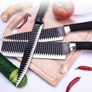 Ensemble de couteaux de cuisine T232 en acier inoxydable, lames antiadhésives, trancheur à pain, couteau utilitaire Santoku, 6 pièces, couteau de chef - Product Image 2