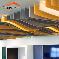 Outlet pabrik isolasi kedap suara langit-langit akustik awan Fiberglass digantung langit-langit