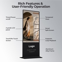 Totem numérique vertical sur pied pour intérieur, 49/55/65 pouces, directement de l'usine OEM, pour la publicité en magasin, commerce de détail et hôtel