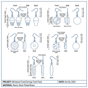 20 pares de aretes divertidos de resina con forma de comida para mujer, lindos aretes colgantes de <span class=keywords><strong>queso</strong></span>, naranja, tarta de huevo y baguette, joyería transfronteriza. - Product Image 4