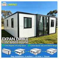 Villa Pequeña Prefabricada de Doble Ala, Plegable y Telescópica, Contenedor de Acero Expandible y Transportable para Oficina