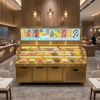 Refroidisseur d'air commercial à refroidissement direct avec présentoir en échelle pour buffet de restaurant en acier inoxydable - Légumes, viande, fruits de mer