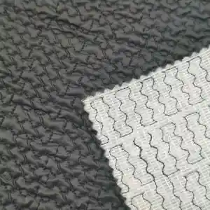 Hot sale wave pattern 300T water repeuent pongee quilting puffed effect wadding fabric for for jacket and coat