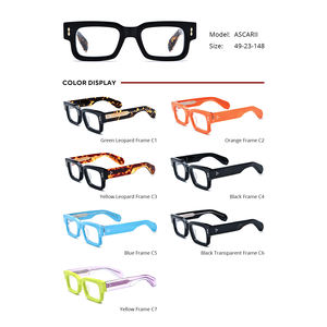 ボレグルズ アセテート眼鏡 レディース 2026新作ブランドデザイン レトロスクエアメガネフレーム メンズ 厚め眼鏡 光学アイウェア ASCARII - Product Image 3