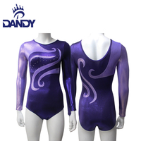 DANDY professionnel manches longues compétition gymnastique justaucorps filles personnalisé vos propres justaucorps en nylon
