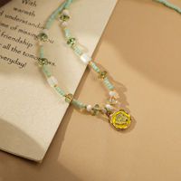 Collier à pendentif rose vert pour femme TANGPEI, en acier inoxydable et acrylique, bijoux tendance
