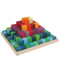 Набор детских деревянных строительных блоков, цветная деревянная игрушка, стандартный Строительный набор