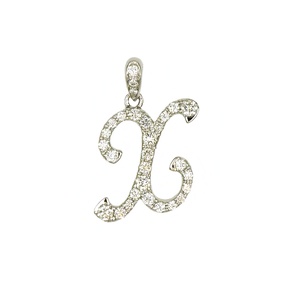 Pendentif de luxe en or blanc 18 carats avec lettre W et diamants étincelants de 0,537 ct, bijoux fins polis pour femmes, à porter au quotidien - Product Image 1