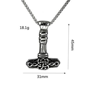 Yunnique – collier rétro nordique en acier inoxydable pour hommes, pendentif marteau de Thor, bijoux cadeau, design géométrique, motif asymétrique - Product Image 5