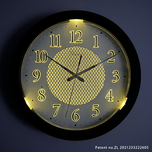 13 Inch Elegant Lighted <b>Clock</b> <b>Led</b> Night Light Plastic Wall <b>Clock</b> Light Sensitive for Living Room Kitchen Bed Room Home Decor - Product Image 4