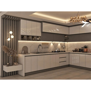 Gabinetes de Cocina Modernos Completos en Blanco Laminado de Alta Gama con Acabado de Lujo Estilo Cocina Italiana, Empaque Plano - Product Image 4