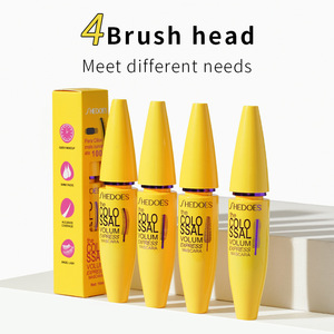 แปรงปัดมาสคาร่า4อันสำหรับผู้หญิงหลอดสีเหลืองมาสคาร่าที่แตกต่างกันปริมาณม้วนที่ดีที่สุด