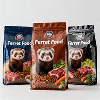Sacs d'emballage en plastique personnalisés refermables pour aliments secs lyophilisés pour chats, chiens et furets, 0,5 kg, 1 kg, 3 kg, 5 kg, fond plat
